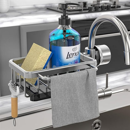 🧽🚰 Diskbänksställ i rostfritt stål för svamp och kran – smart förvaring för ett renare och mer organiserat kök ✨🏡