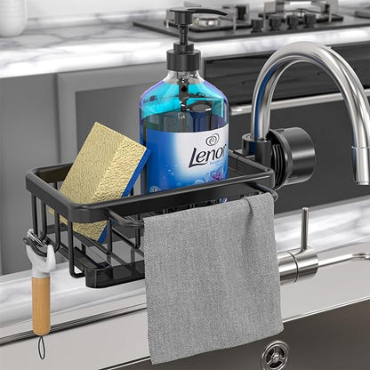 🧽🚰 Diskbänksställ i rostfritt stål för svamp och kran – smart förvaring för ett renare och mer organiserat kök ✨🏡