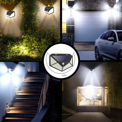 🌙✨ Solcellsdriven vägglampa med 140 LED – automatisk belysning utan elkostnad ☀️🏠