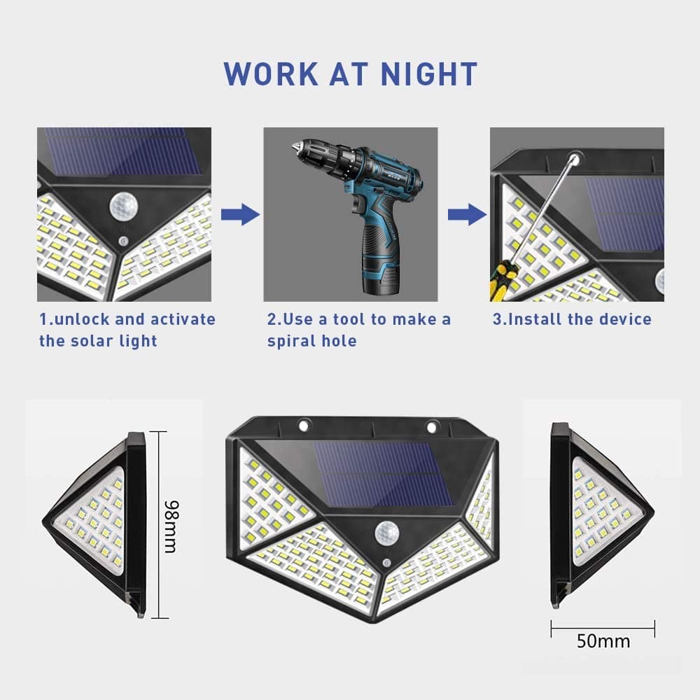 🌙✨ Solcellsdriven vägglampa med 140 LED – automatisk belysning utan elkostnad ☀️🏠