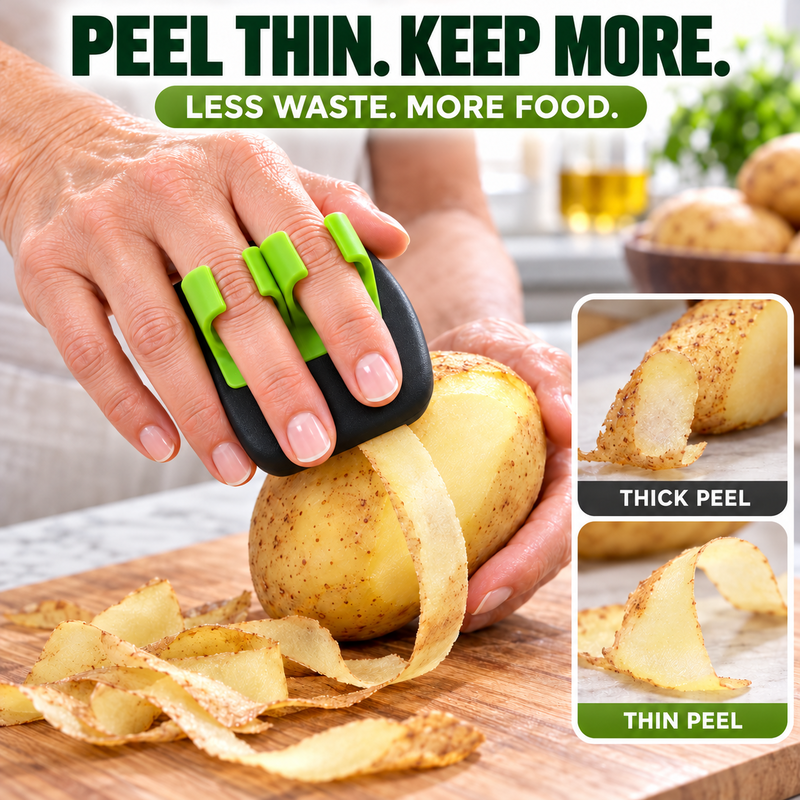 🥔✨ Ergonomisk tvåfingersskalare för frukt och grönsaker – bekväm passform, rostfritt stål & kompakt design 🍎🥕