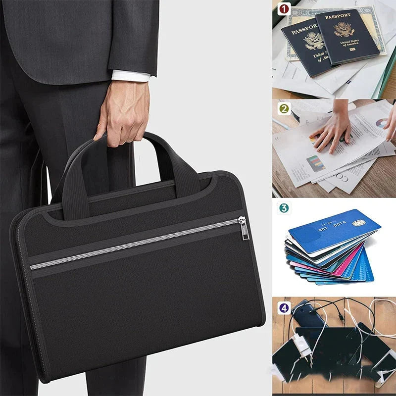 🔥💼 Brandresistent dragspelsmapp med handtag – smart dokumentförvaring med flera fack för hem, kontor och resor 📂✨