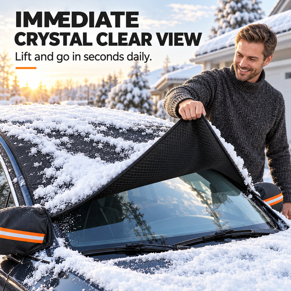 🚗❄️ Magnetiskt vindruteskydd för alla årstider – skydd mot frost, snö och sol med praktiskt backspegelskydd ☀️✨