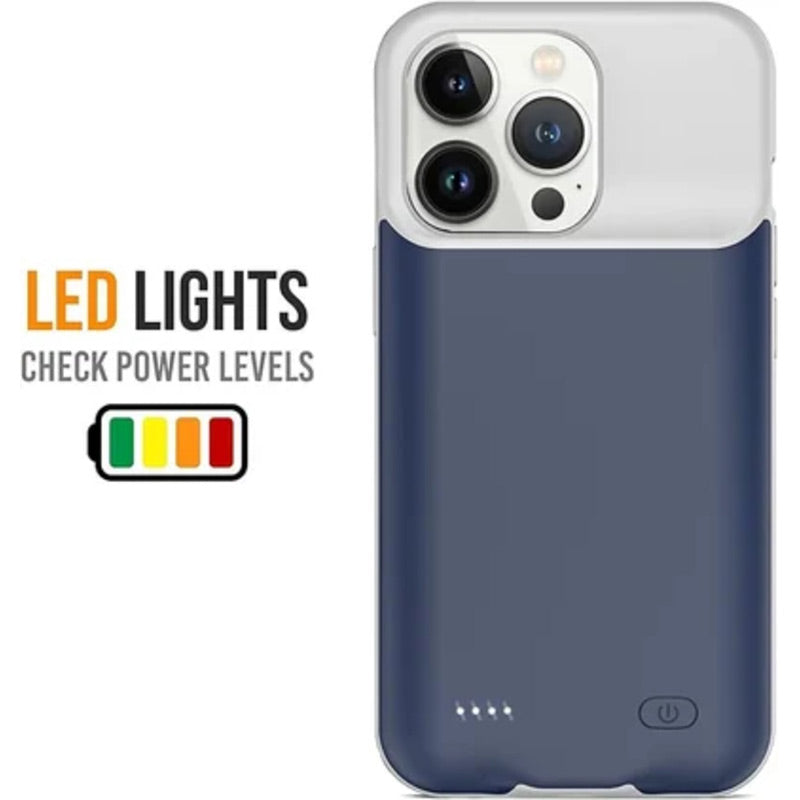 🔋 50% RABATT NU! Batterifodral för iPhone med LED-strömindikator – integrerad extraström, fyra LED-lampor & skyddande design – perfekt för daglig användning och resor ✨
