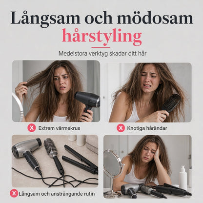 💇‍♀️✨ Multifunktionell varmluftsborste – turmalin-keramik, 3 värmelägen & torkning och volym i ett steg 💨💖