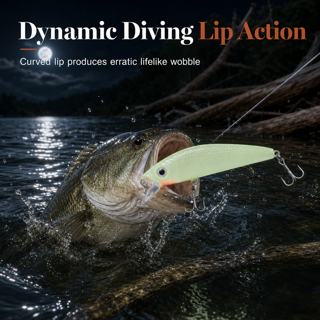 🎣🌙 Självlysande Minnow-wobbler 7 cm – lysande hårdbete för nattfiske och fiske i svagt ljus ✨🐟