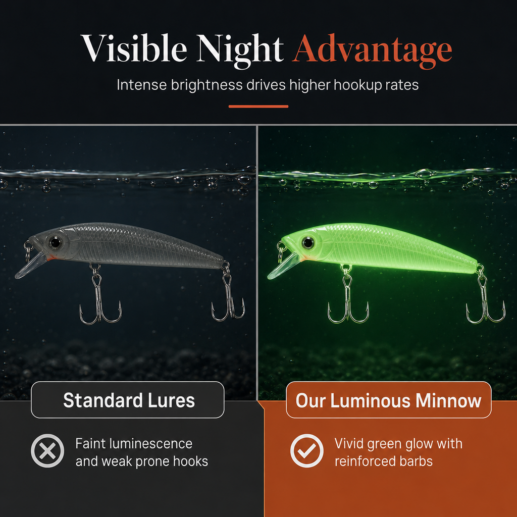 🎣🌙 Självlysande Minnow-wobbler 7 cm – lysande hårdbete för nattfiske och fiske i svagt ljus ✨🐟