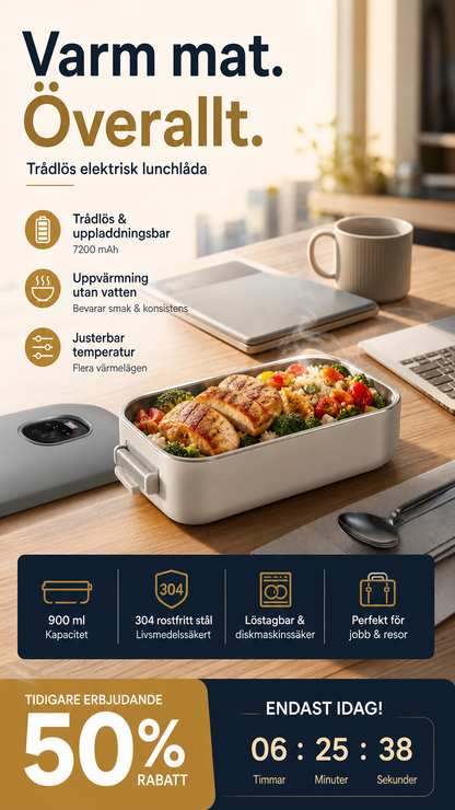 📢📢 50 % RABATT NU! 🍱⚡ Elektrisk matlåda med USB-laddning – självuppvärmande, lätt & perfekt för jobb, skola & resa 🎒