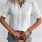 Cuello en V Encaje Liso Camisa Elegante - Compre 3 envío gratis